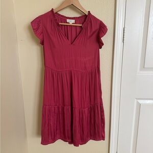 LOFT Berry Pleated dress